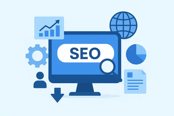 Illustration professionnelle du référencement de site web en 2026 - Dethie faye - expert SEO & GEO