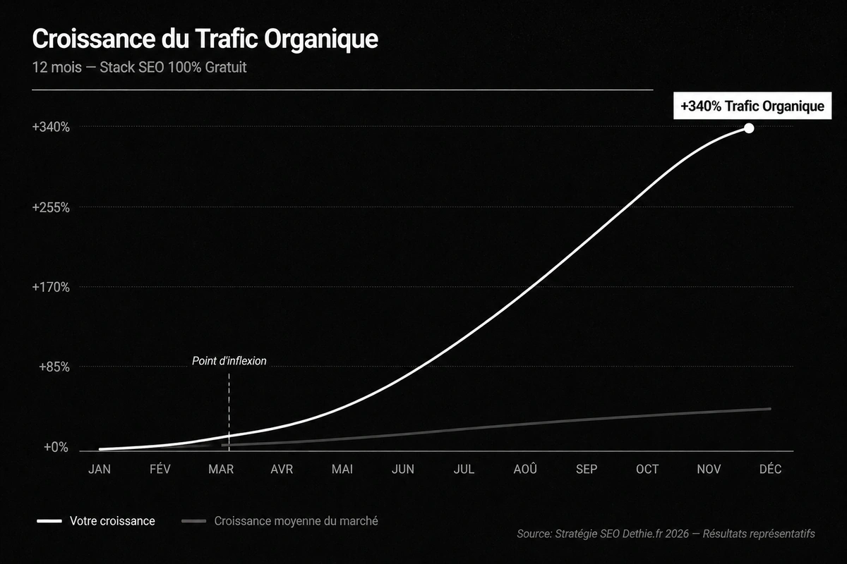 croissance du trafic organique en 12 mois avec des outils 100% gratuit