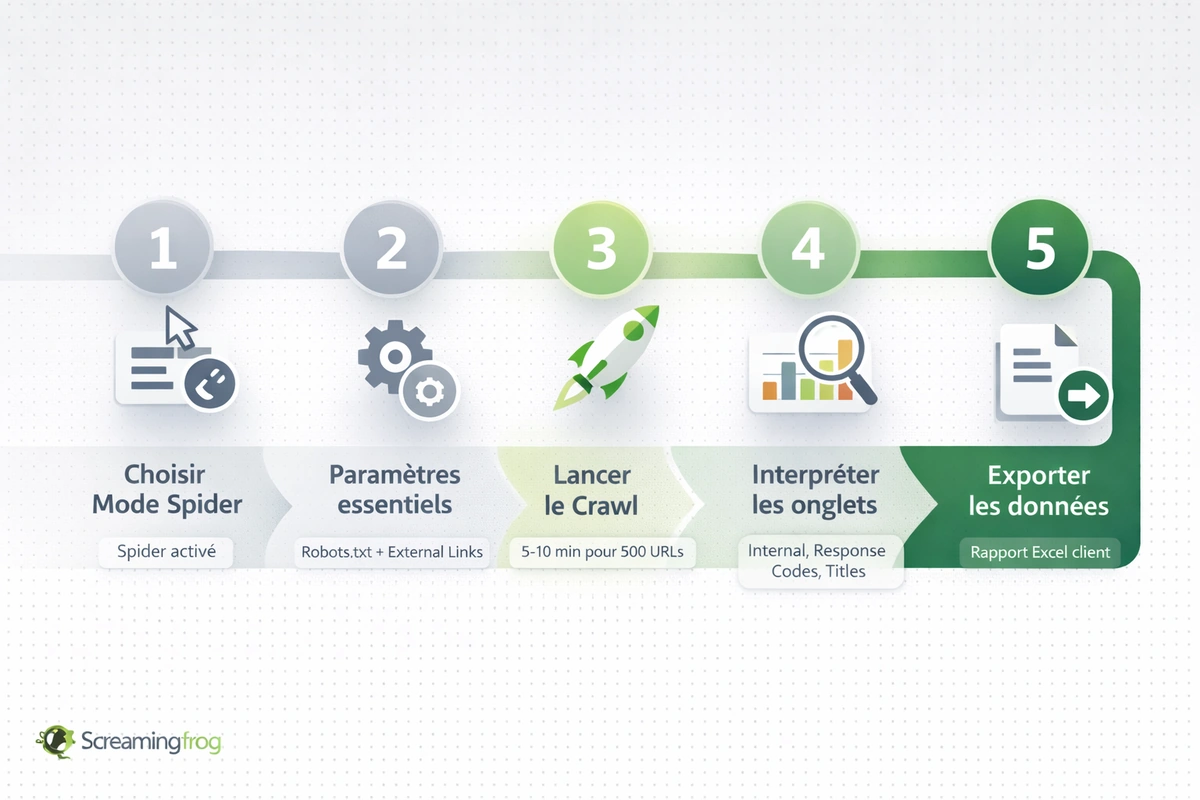 etapes du crawl avec screaming frog