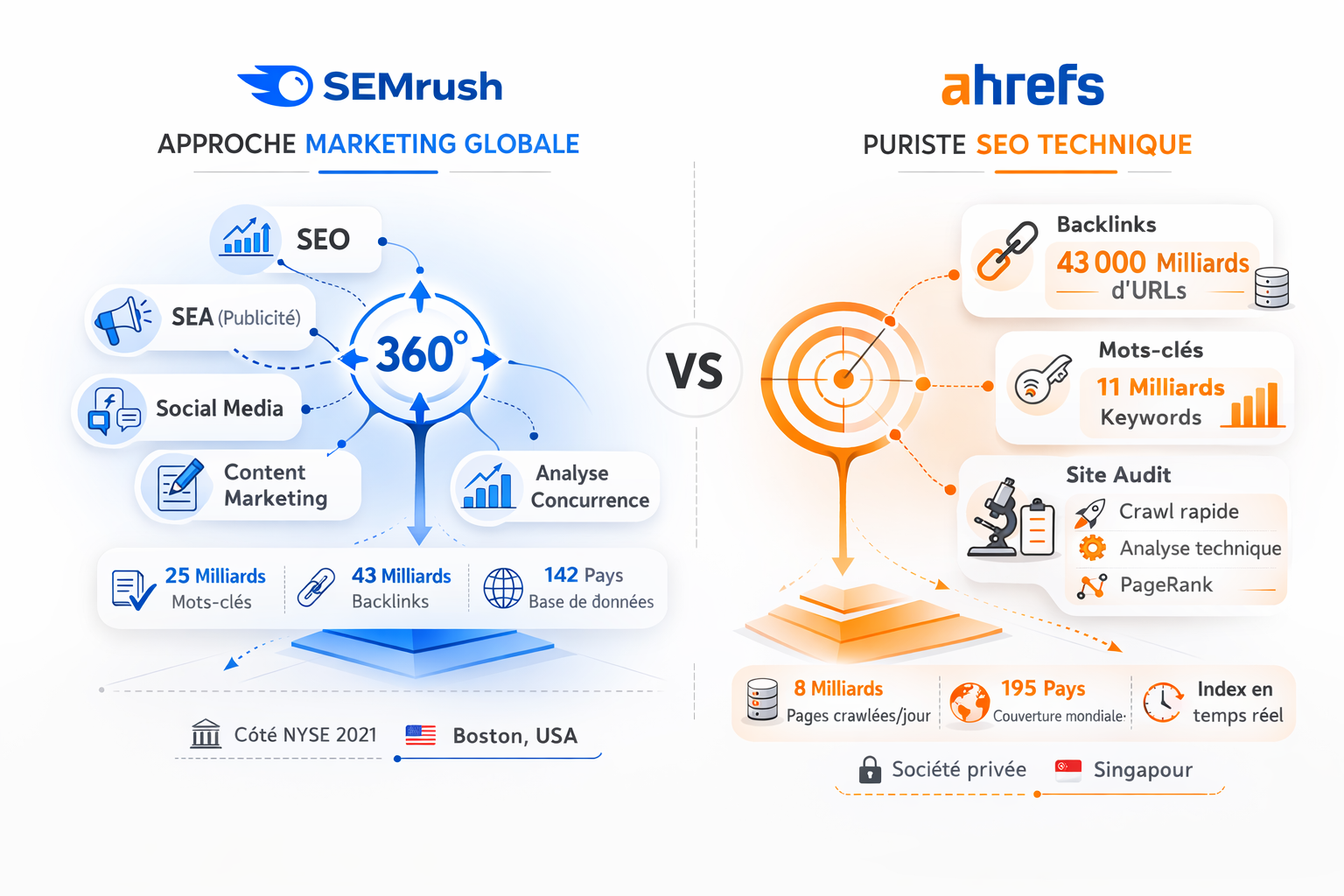 philosophie opposee entre semrush et ahrefs